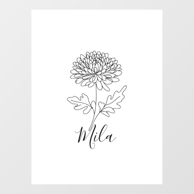 Autocollant Pour Fenêtre Fleur de naissance personnalisée de novembre Chrys (Feuille)