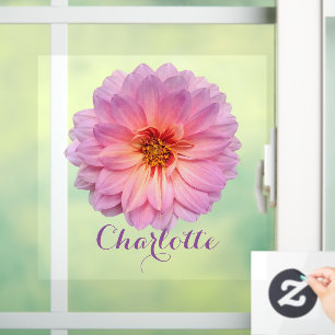 Autocollant Pour Fenêtre Fleur de Zinnia rose