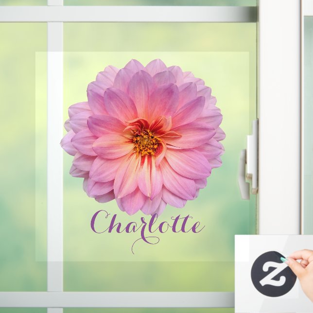 Autocollant Pour Fenêtre Fleur de Zinnia rose (Maison)