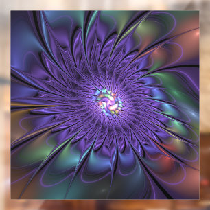 Autocollant Pour Fenêtre Fleur fractale Abstraite moderne et colorée tendan