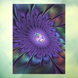 Autocollant Pour Fenêtre Fleur fractale Abstraite moderne et colorée tendan