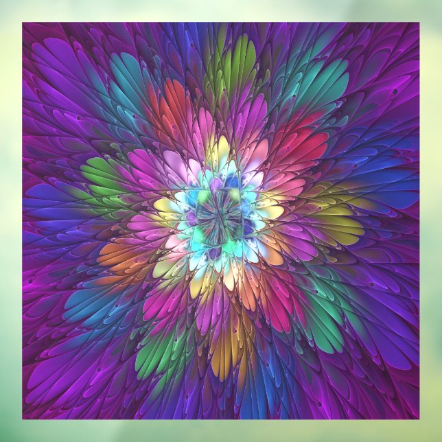 Autocollant Pour Fenêtre Fleur psychédélique colorée Art fractal Abstrait (Feuille 3)