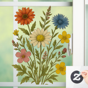 Autocollant Pour Fenêtre Fleur Sauvage Vintage