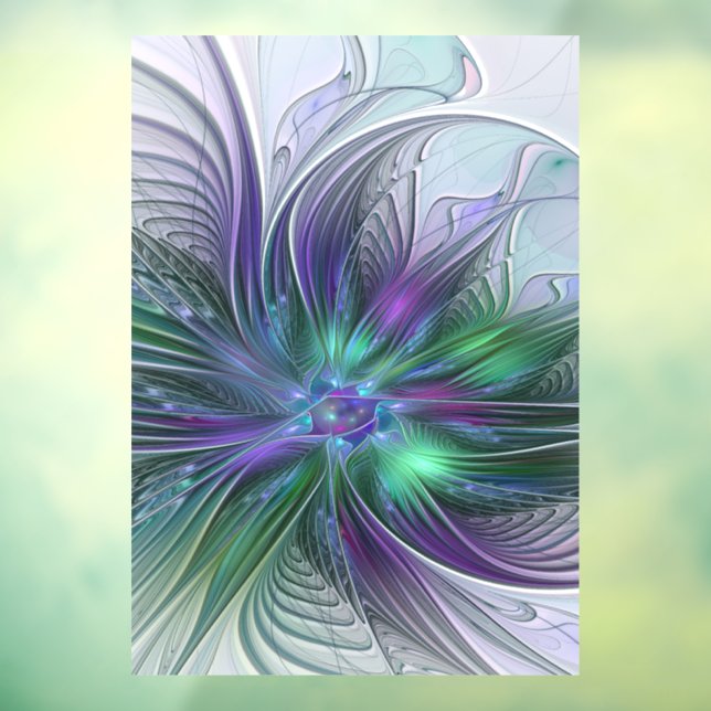Autocollant Pour Fenêtre Fleur vert violet Art Abstrait moderne Fractal (Feuille 3)