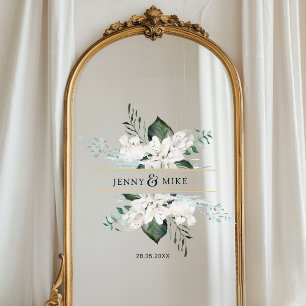 Autocollant Pour Fenêtre Fleurs blanches simples et élégantes mariage