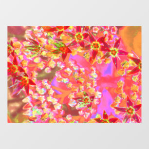 Autocollant Pour Fenêtre Fleurs de Sedum Succulentes Rouges sur Orange Brûl