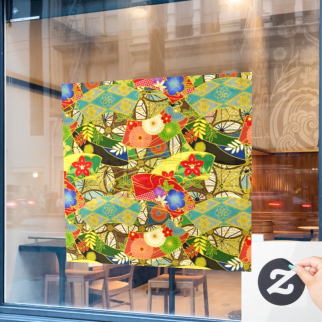 Autocollant Pour Fenêtre Fleurs d'été (Fenêtre de café)