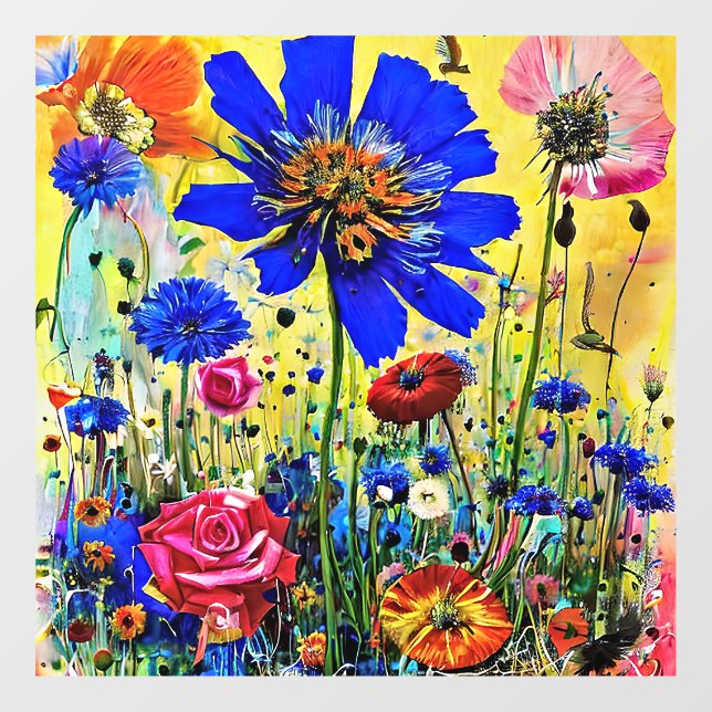 Autocollant Pour Fenêtre Fleurs d'été jaunes (Feuille)