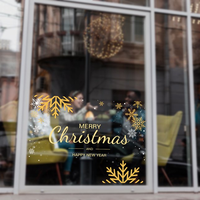 Autocollant Pour Fenêtre Flocon de neige Joyeux Noël Nouvel An Fête de l'en (Snowflake Merry Christmas NewYear Business Holiday Window Cling)