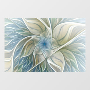 Autocollant Pour Fenêtre Floral Dream Motif Abstrait Blue Khaki Fractal
