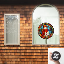 Floral hiver souriant Snowman Faux Vitrail