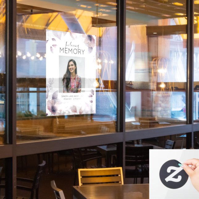 Autocollant Pour Fenêtre Floral Moderne En Mémoire Amoureuse | Mémorial pho (Fenêtre du restaurant)