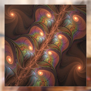 Autocollant Pour Fenêtre Fluorescent coloré Abstrait Trippy Brown Fractal