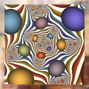 Autocollant Pour Fenêtre Flying Up, Colorful Moderne Art Fractal Abstrait