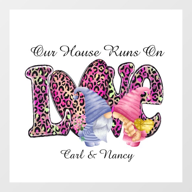 Autocollant Pour Fenêtre Fonctionne Sur L'Amour, Gnome Couple Personnalise (Feuille)