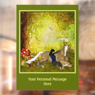 Autocollant Pour Fenêtre Forêt D'Imaginaires Pour Cheval Et Fille Personnal