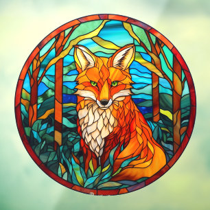 Autocollant Pour Fenêtre Forêt Red Fox Faux Verre