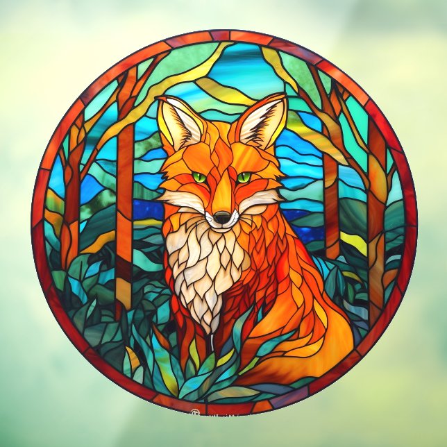 Autocollant Pour Fenêtre Forêt Red Fox Faux Verre (Feuille 3)