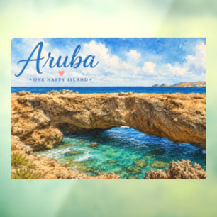 Autocollant Pour Fenêtre Formation rocheuse du pont naturel d'Aruba Caraïbe
