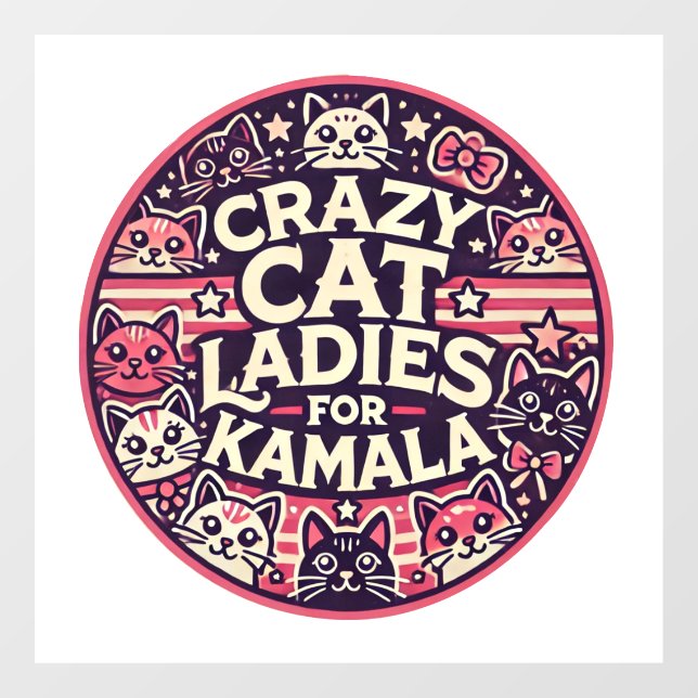 Autocollant Pour Fenêtre Fous les dames de chat pour Kamala ! (Feuille)
