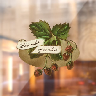 Autocollant Pour Fenêtre Fraises Vintages sur mesure Restaurant du magasin