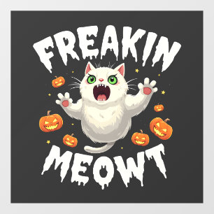 Autocollant Pour Fenêtre Freakin Meowt Éffrayant Halloween Pastel Cat Ghost