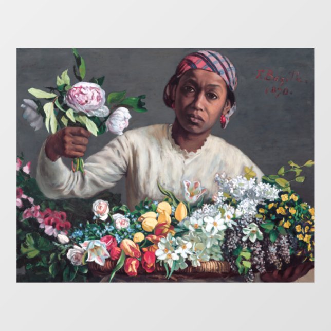 Autocollant Pour Fenêtre Frédéric Bazille - Jeune femme aux pivoines (Feuille)