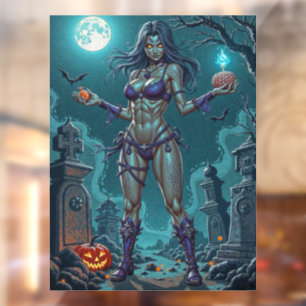 Autocollant Pour Fenêtre Friandise d'Halloween ou petite amie zombie avec d
