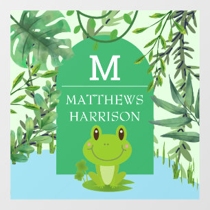 Autocollant Pour Fenêtre Frog Art Monogramme lettre Bébé garçon Pépinière d