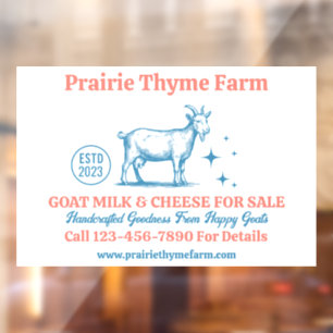 Autocollant Pour Fenêtre Fromage de lait de ferme de chèvre personnalisé à