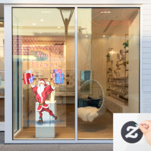 Autocollant Pour Fenêtre Funny Bodybuilder Père Noël avec cadeaux de Noël