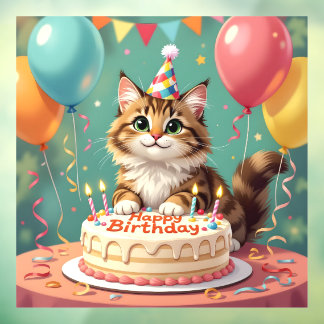 Autocollant Pour Fenêtre Funny happy birthday cat