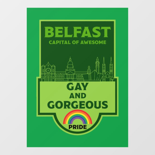 Autocollant Pour Fenêtre Gay pride Belfast - Brighton Irlande LGBT - (Feuille)