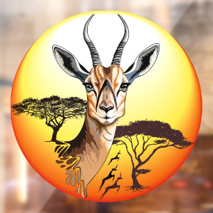 Autocollant Pour Fenêtre Gazelle Antelope africaine animal sauvage