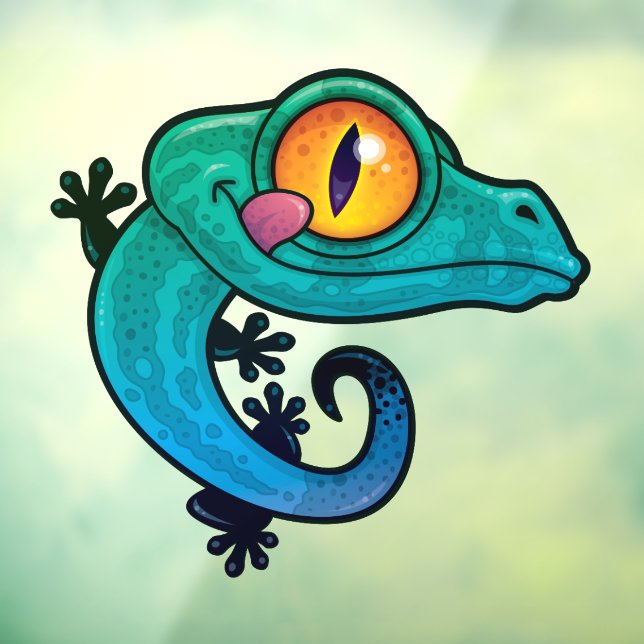 Autocollant Pour Fenêtre Gecko Coloré Mignon (Feuille 3)