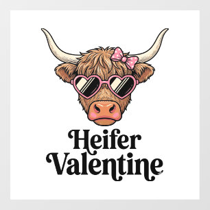 Autocollant Pour Fenêtre Génisse Valentine Highland Cow Design Vintage_1
