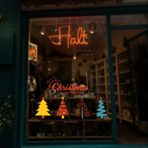 Autocollant Pour Fenêtre Géométrie moderne Décor de vitrine d'arbre de Noël