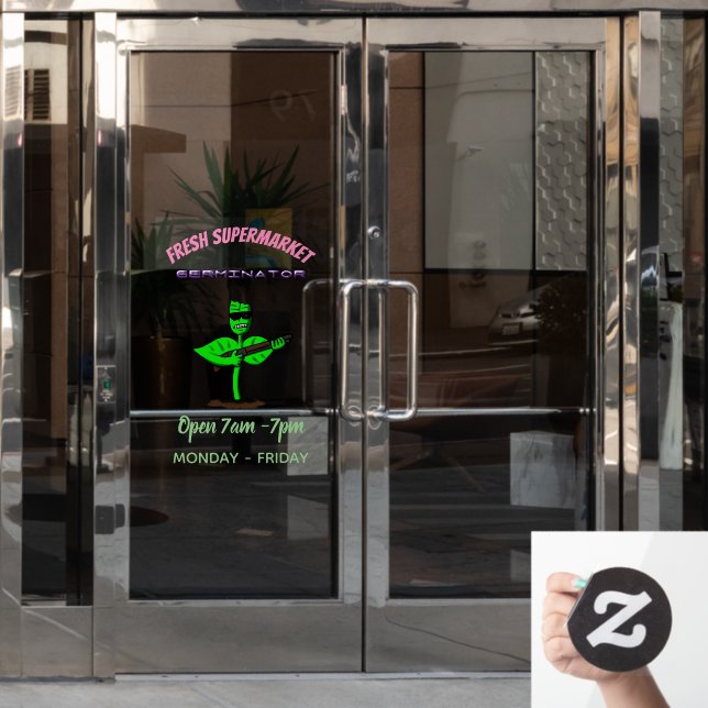 Autocollant Pour Fenêtre Germinator cyborg plante dessin humoristique (Porte de bureau)