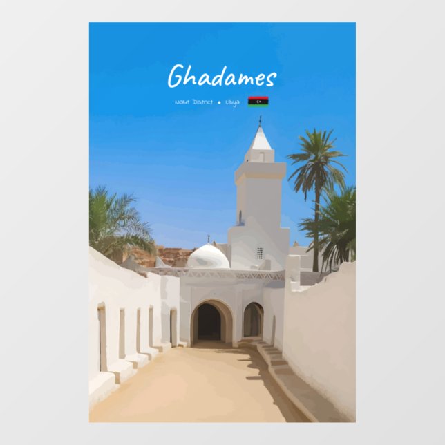Autocollant Pour Fenêtre Ghadames, Libye - Mosquée Blanche (Feuille)