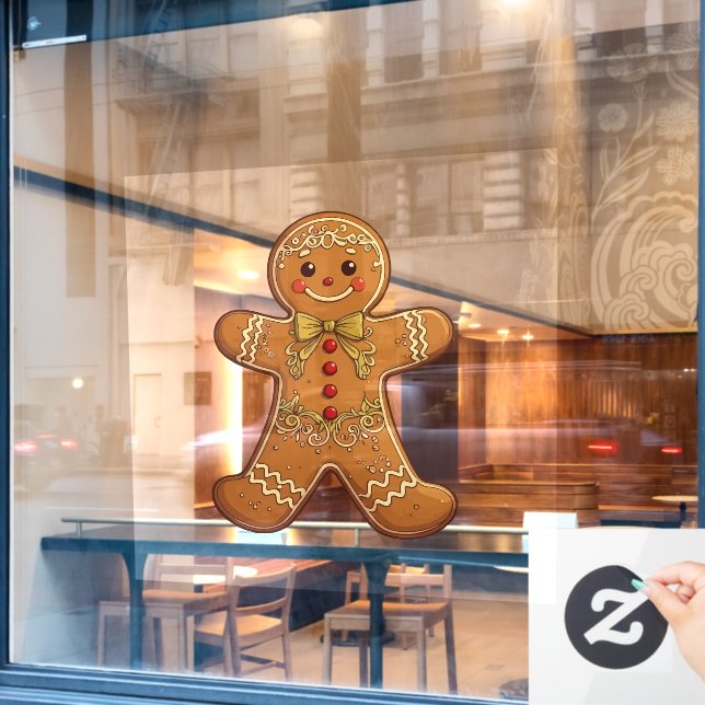 Autocollant Pour Fenêtre Gingerbread Man Cookies Cute Christmas (Fenêtre de café)