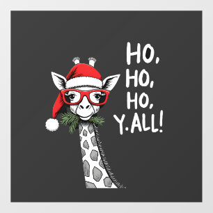 Autocollant Pour Fenêtre Girafe Mignonne Avec Chapeau De Père Noël Joyeux N