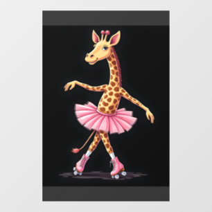 Autocollant Pour Fenêtre Girafe sur des patins à roulettes en justaucorps t