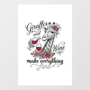 Autocollant Pour Fenêtre Girafes Et Vin Dessin De T-Shirt Gravure Vintage_1