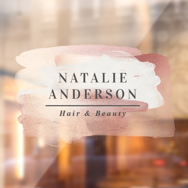 Autocollant Pour Fenêtre Girly Pink Modern Watercolour Branding Sign (Feuille 2)