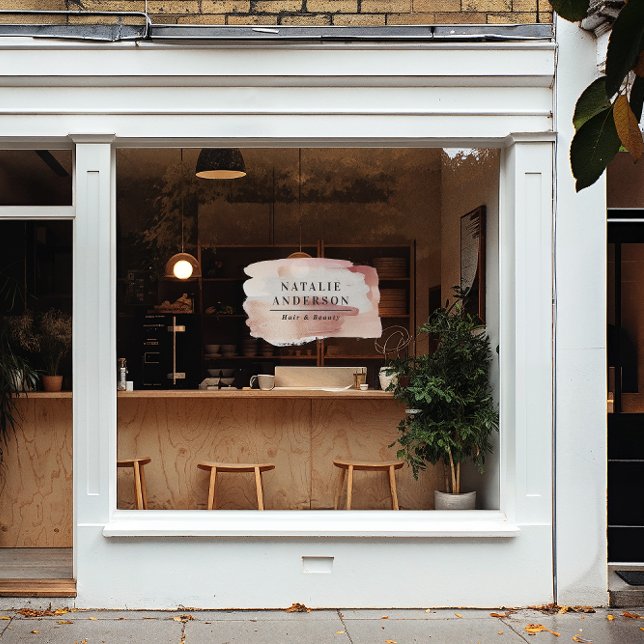 Autocollant Pour Fenêtre Girly Pink Modern Watercolour Branding Sign (Créateur téléchargé)