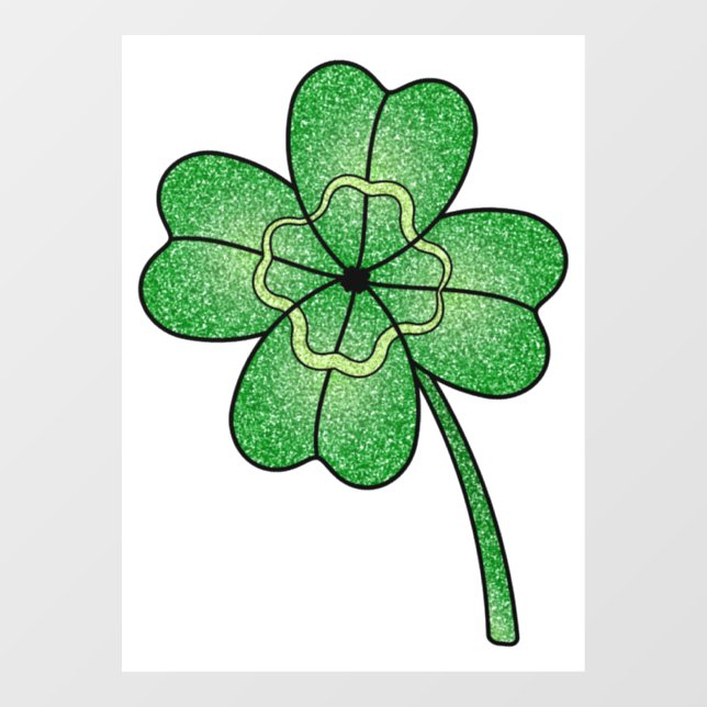 Autocollant Pour Fenêtre Glitter Four Leaf Clover (Feuille)