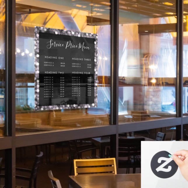 Autocollant Pour Fenêtre Glitzy Glam Business Price List Glass (Fenêtre du restaurant)