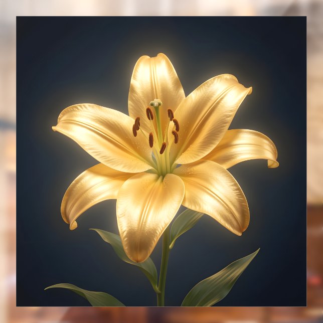 Autocollant Pour Fenêtre Glowing golden lily flower (Feuille 2)