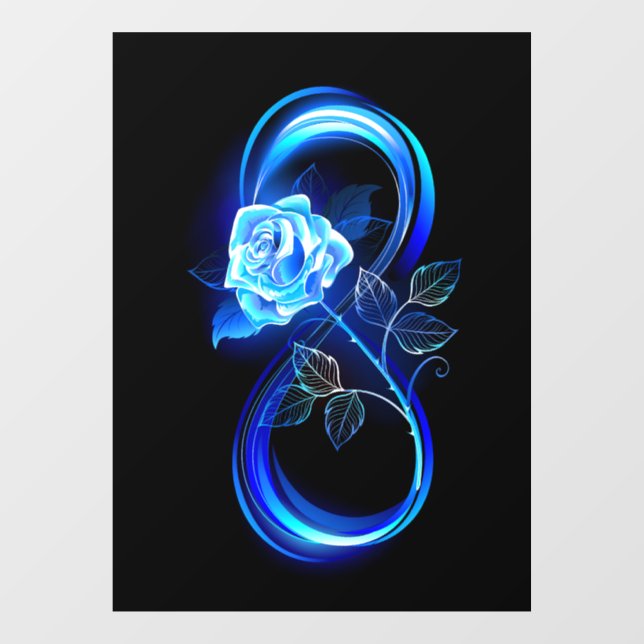 Autocollant Pour Fenêtre Glowing infinity with blue rose (Feuille)
