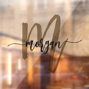 Autocollant Pour Fenêtre Gold Black Monogramme Nom Entreprise